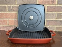 Staub Enameled Cast Iron Grill Pan & Press