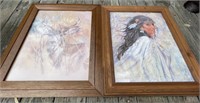 Deer and Indian Framed Prints