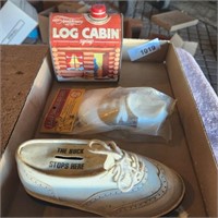 2 Vintage Shoe Banks & 100 Annv. Log Cabin Syrup