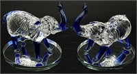 2 Art Glass Elephant Figurines