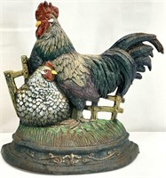 Large Cast Iron Rooster Door Stop