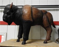 Lot #3796 - Very Cool large leather Bison statue