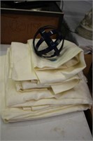 TABLE LOT OF PILLOW SHAMS, DUVET AND METAL ORB