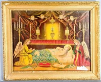 Vintage Holy Grave of Mary Framed Litho