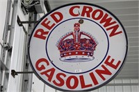 Double Crown Gasoline Double Sided Porcelain Sign
