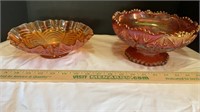 Carnival Glass Footed Bowl, Ruffled Top Bowl