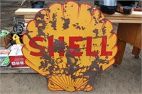 Antique metal Shell sign