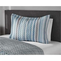 Mainstays Blue & Gray Stripe Quilt  Standard Sham