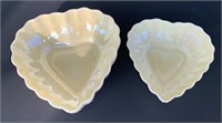 Two "Belleek" Heart Shaped Candy Dishes