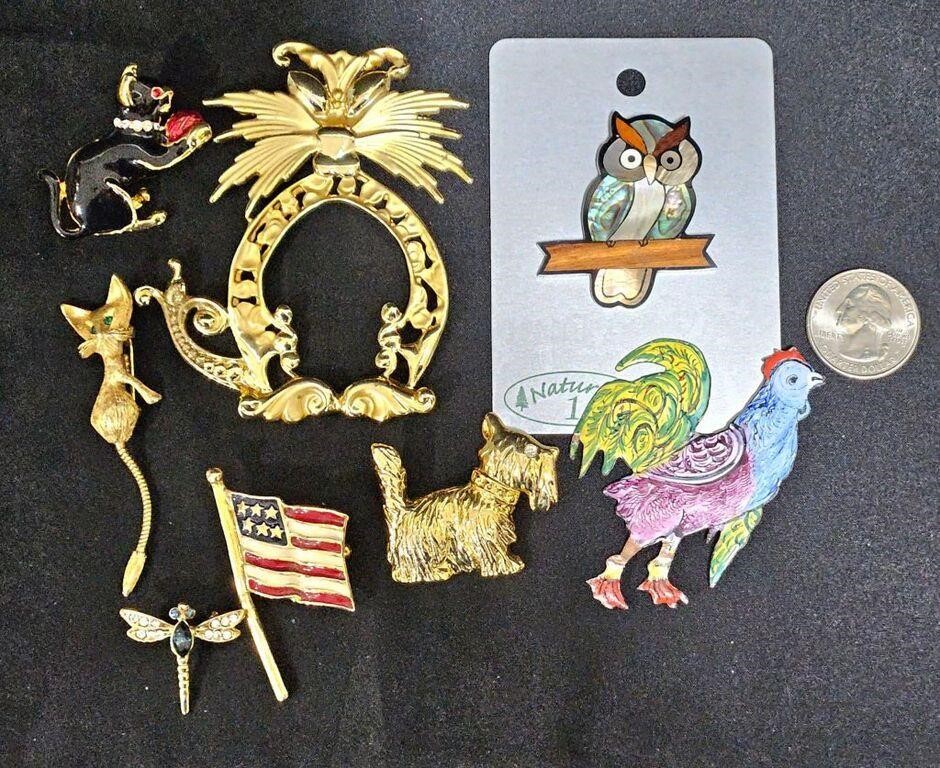 Lot of 8 Pins - Dragonfly Flag Chicken Scotty +