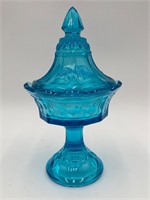 Indiana Glass Colonial Blue Strawberry Candy Dish