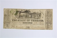 1863 STATE OF GEORGIA ONE DOLLAR CONFEDERATE BILL