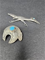 2 - .925 STAMPED NATIVE AMERICAN BROOCHES
