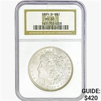 1921-D Morgan Silver Dollar NGC MS63