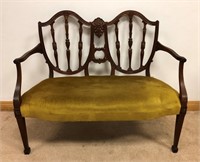 ORNATE 1920'S SHIELD BACK ACCENT BENCH- CLEAN