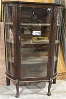 Antique Bow Glass Curio Oak Cabinet 16x41x60