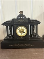 Victorian slate/iron (?) mantle clock