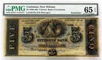 LOUISIANA, NEW ORLEANS $5 NOTE