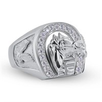 Sterling Silver-Horse Shoe Eagle Design Ring