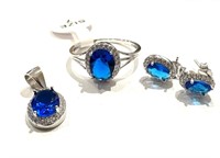 Sterling Silver Austrian Sapphire Crystal Set