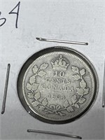 1934 Canadian Silver 10 Cent Coin