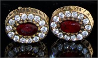 Vintage Style Ruby & White Topaz Earrings