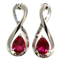 Pear Cut Ruby Leverback Earrings