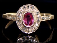 Natural Oval Ruby & Diamond Designer Ring