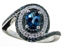 10kt Gold 2.60 ct London Blue Topaz-Diamond Ring