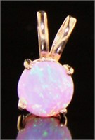 Rose Toned Pink Opal Solitaire Pendant
