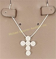 DAMIANI 18K WHITE GOLD AND DIAMOND CROSS PENDANT