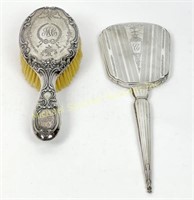 STERLING VANITY MIRROR AND HAIRBRUSH