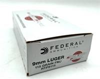 (50) Rounds 9mm, Federal 115 Gr. FMJ