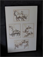 Chinese Paper Cut Art Framed 15.5" X 24"