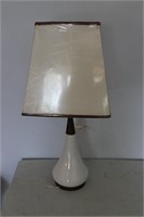 Wood and Ceramic Lamp with Bamboo Shade