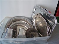 Large Lot of Metal Serving Dishes / Mugs