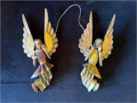 Pair of Hanging Wooden Angels