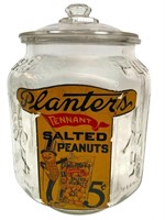 Planters Peanuts Glass Store Display Jar