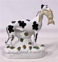 Staffordshire dog,  8.5" x 3" base, 10.5" tall