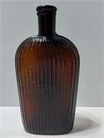 Antique Amber Glass Whiskey Flask