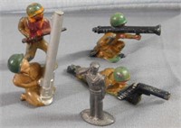 WWII hollow cast lead toy soldiers: brown