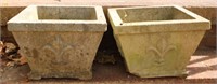 Pair concrete planters, as is, 6 x 13.25 x 13.25