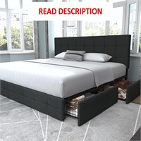 Allewie King Bed Frame with 4 Storage Drawers