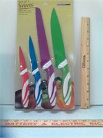 Set of 4 new kitchen knives chef, bread, utility