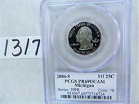 SEVEN (7) 2004-S Michigan Quarter PCGS Graded PR69