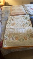 3 QUILTS AND BLANKET, DECORATIVE PILLOWS