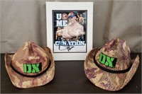 Box with John Cena Autograph and 2 Straw Hats