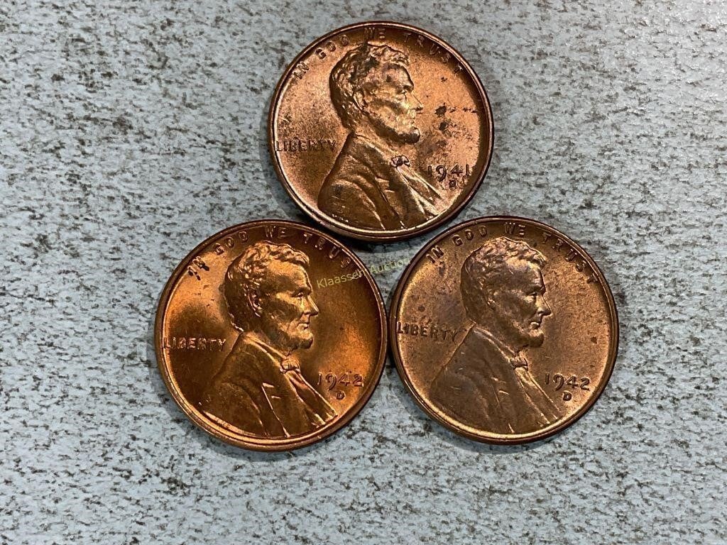 Three Lincoln wheat cents