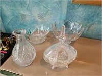 Lead Crystal bowls candy dish & Vase. Dining Room