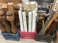 3 CRATES OF WOOD TABLE LEGS/ LEVELS